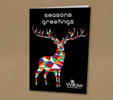Christmas Cards for Business & Home, Psychedelic Reindeer with Company Logo & Message