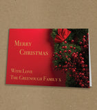 Christmas Cards for Business or Home, Classic Red Berries with Logo or Message