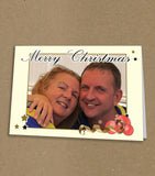 Christmas Cards for Business or Home with Your Photo in Cream, Gold & Red Border