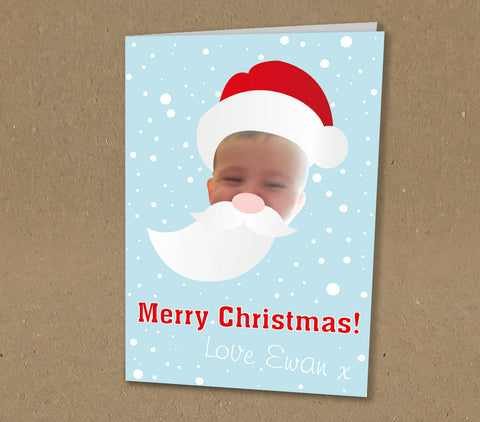 Christmas Cards for Family, Your Photo changed into Cute Father Christmas Design