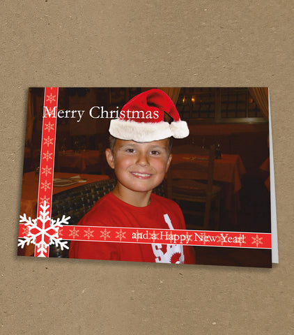 Christmas Cards for Family, Your Photo with border to look like gift wrapped present