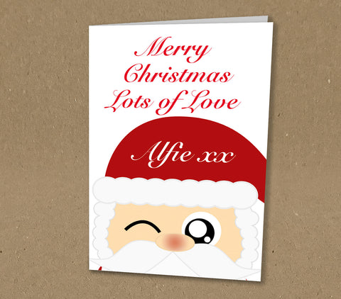 Christmas Cards for Family, Cute Santa and Personalised Family Message