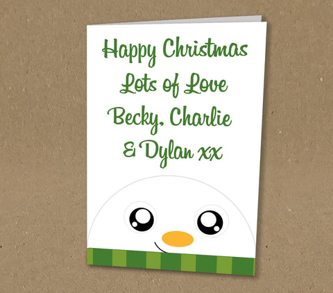 Christmas Cards for Family or Business, Cute Snowman and Personalised Family Message