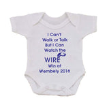 WW02 - I Can't Walk or Talk But I Can Watch Wire (Warrington Wolves) Win Personalised Baby Bib