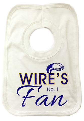 WW03 - Wire's No. 1 Fan Personalised Baby Bib, examples Warrington Wolves