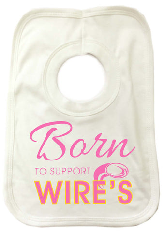 WW04 - Born To Support The Wire's Personalised Baby Bib, example Warrington Wolves