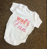 WW05 - Wire's Smallest Fan Personalised Baby Vest, examples Warrington Wolves