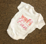 WW05 - Wire's Smallest Fan Personalised Baby Vest, examples Warrington Wolves