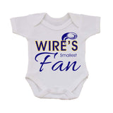 WW05 - Wire's Smallest Fan Personalised Baby Vest, examples Warrington Wolves