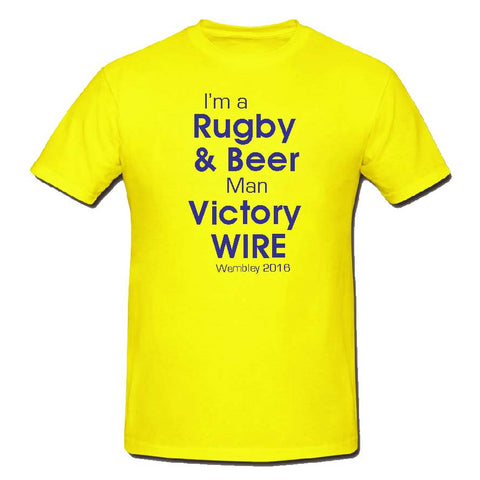WW08 - Rugby & Beer Victory Wire T-Shirt, example Warrington Wolves