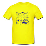 WW14 - Real Girls Love Rugby League, Smart Girls Love The Wire T-Shirt, example Warrington Wolves