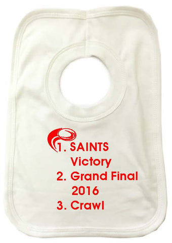WWS01 - Saints Victory Baby Bib, example for St Helens RLFC - COYS