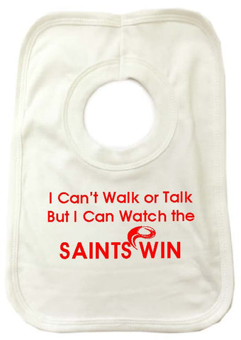 WWS02 - I Can't Walk or Talk Saints Baby Bib, example for St Helens RLFC - COYS