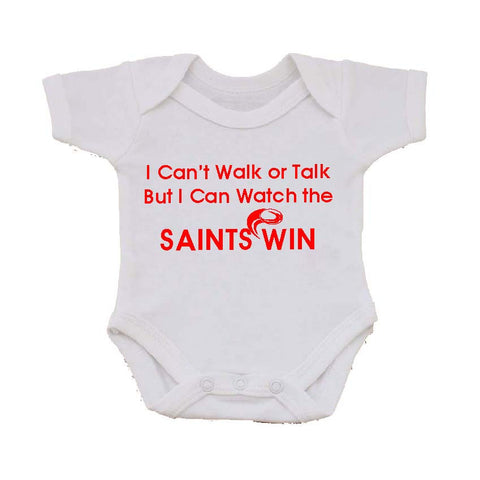 WWS02 - I Can't Walk or Talk Saints Baby Vest, example for St Helens RLFC - COYS