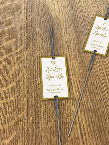 WD01 - Personalised Wedding Happily Ever After Gold Sparkler Tags