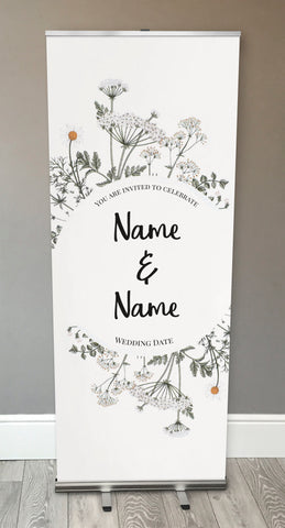 WD11 - Personalised Wedding Floral Retractable Banner