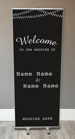 WD10 - Personalised Wedding Black Bunting Retractable Banner