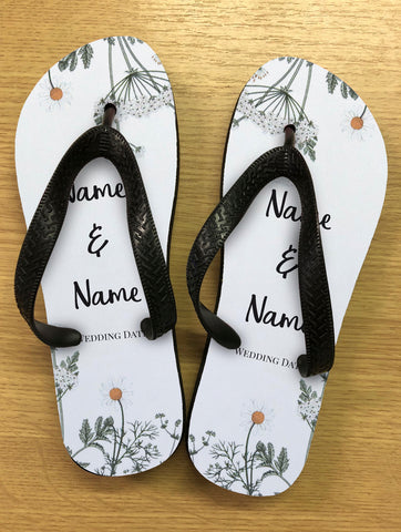 WD11 - Personalised Wedding Floral Flip Flops