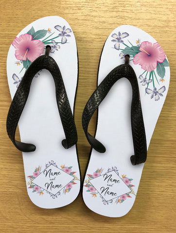 WD15 - Personalised Wedding Flowers Flip Flops