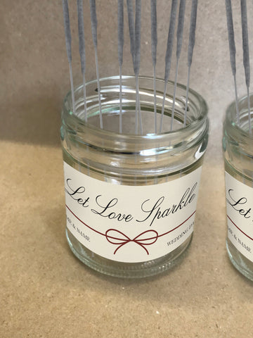 WD12 - Personalised Wedding Bow Sparkler Jar Label