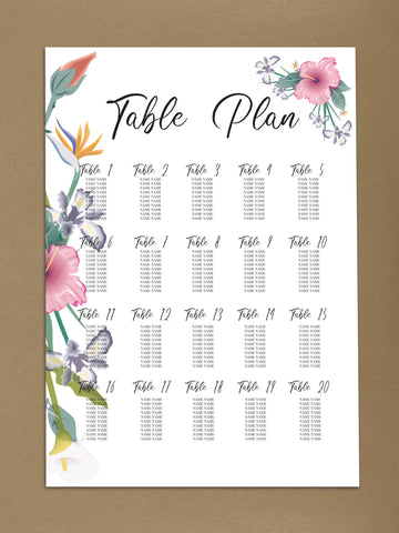 WD15 - Personalised Wedding Flowers Table Plan