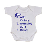 WW01 - Wire Victory Wembley (Any Venue) Personalised Baby Bib, example Warrington Wolves