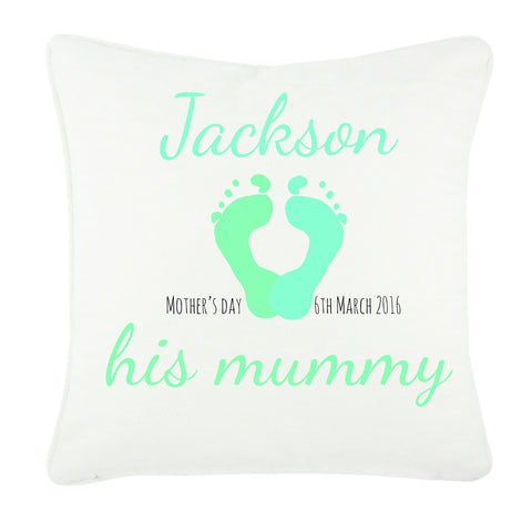 Baby's Name and Footprint Personalised Canvas Cushion Cover
