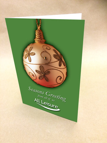 Christmas Cards for Business with Personalised Message, Name or Logo with Gold Bauble