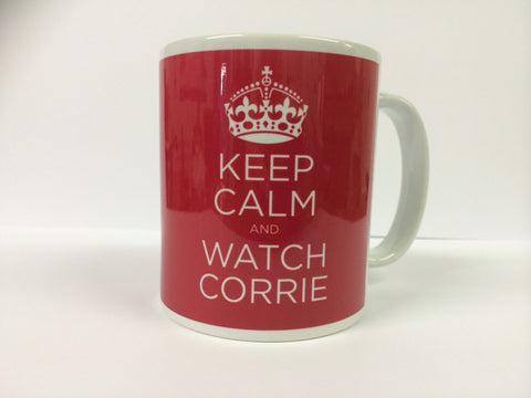 Keep Calm And Watch Corrie or any other Soap Mug & White Box