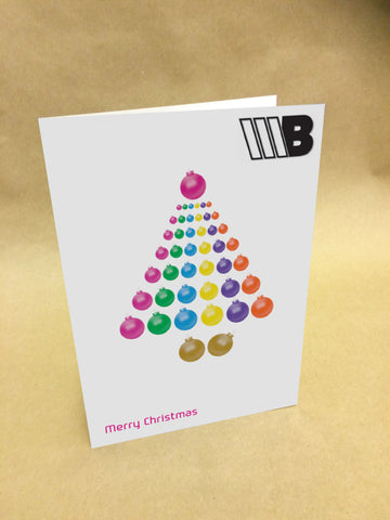 Christmas Cards for Business with Tree made from baubles with Company name & logo