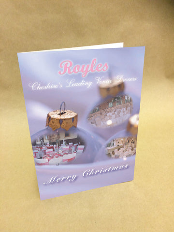Christmas Cards for Business with Company Photos within 3 Baubles and Your Logo
