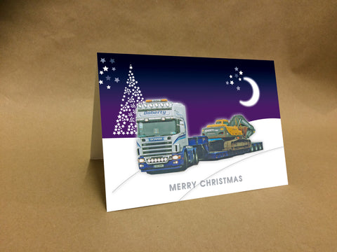 Christmas Cards for Business with Your Company Van or Lorry Designed in Snowy Scene