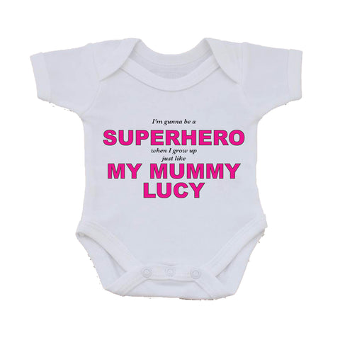 BB24 - Superhero Mum Personalised Baby Vest